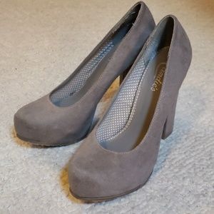 Candies Grey Suede Heels